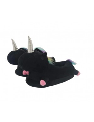 Schwarze Einhorn Pantoffeln