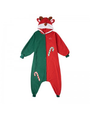 Cross - Border automne hiver nouveau polaire Noël animal une pièce pyjama mignon faon capuche show suit
