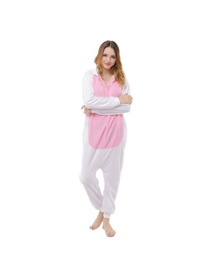 Bande dessinée animal une pièce pyjama petit lapin blanc une pièce pyjama Casual mignon Shaker velours pyjama show homewear