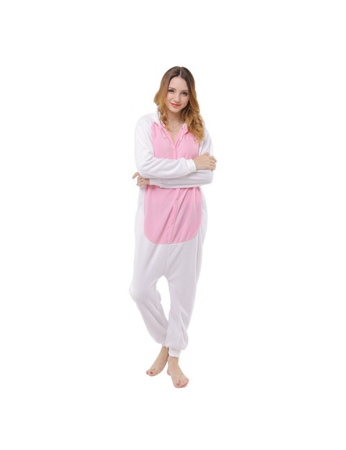 Bande dessinée animal une pièce pyjama petit lapin blanc une pièce pyjama Casual mignon Shaker velours pyjama show homewear