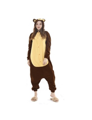 Fabricants en gros automne hiver animaux bande dessinée une pièce pyjama ours brun polaire à capuche homewear