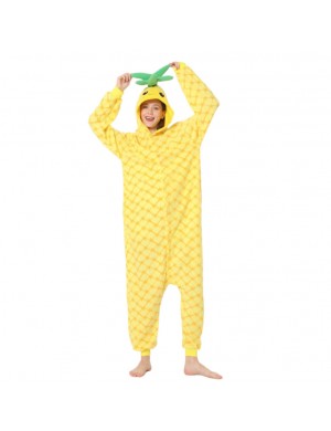 Ananas dessin animé une pièce pyjama automne hiver polaire épaissi chaud homewear mignon hommes femmes Halloween