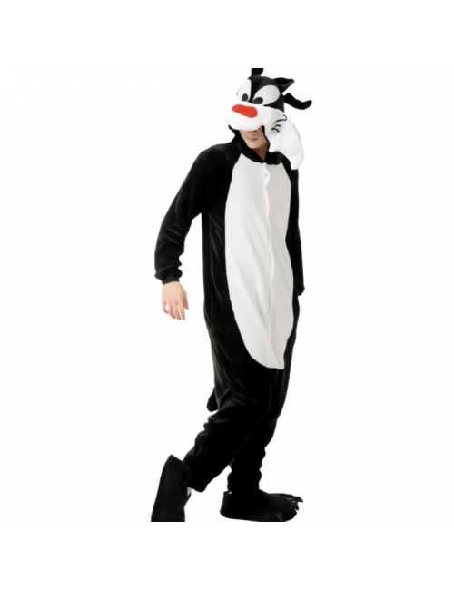 Noir loup dessin animé une pièce pyjama couple épaississement anime homewear mignon anime hommes femmes cosplay