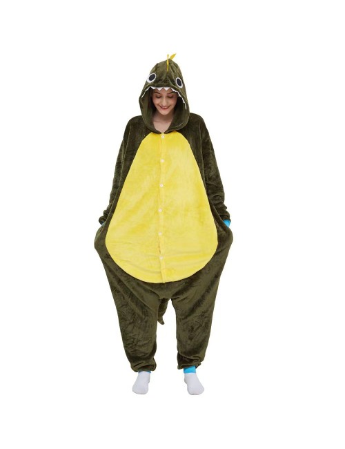 Pyjama une pièce pour hommes et femmes, vêtements d'intérieur mignons, vêtements de jeu, petit dragon épineux vert armée