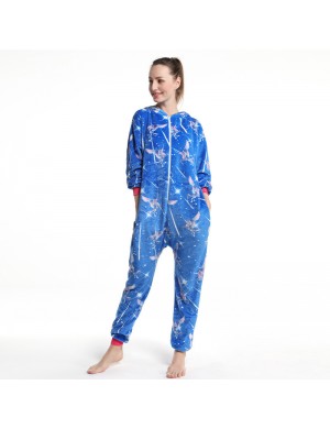 Une pièce pyjama homewear femmes nouveau dessin animé avec chapeau épaississement mignon dessin animé homewear