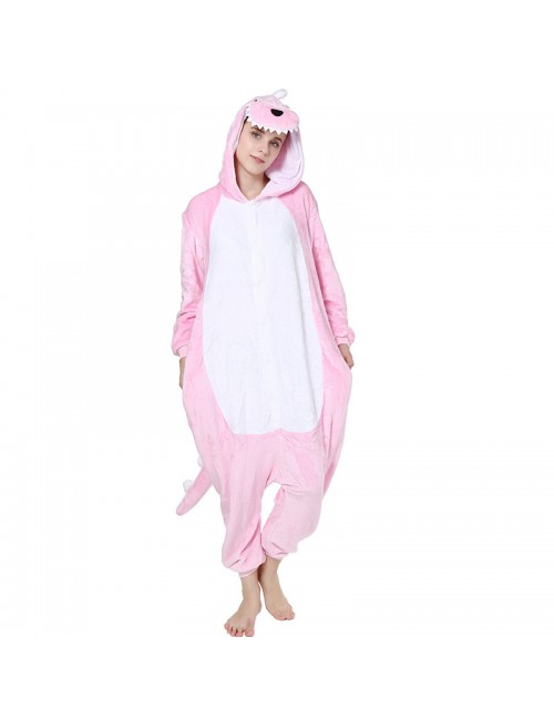 Flanelle poudre dinosaure dessin animé animal une pièce pyjama homme femme parent enfant hiver à manches longues couple toilette