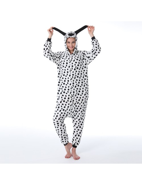 Chien tacheté dessin animé animal une pièce pyjama show costume couple flanelle homewear