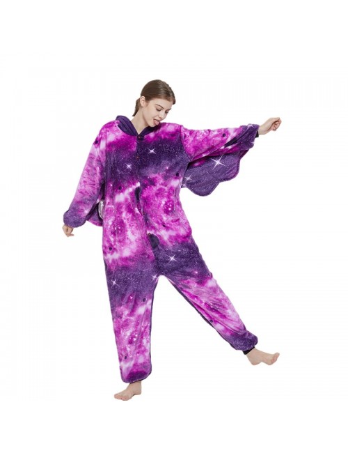 Pyjamas d'automne et d'hiver pour adultes avec ailes, Pégase, univers violet, animal de dessin animé