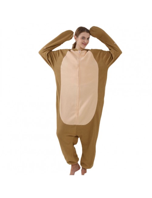 Singe dessin animé animal une pièce pyjama en polaire adulte Halloween couple Home