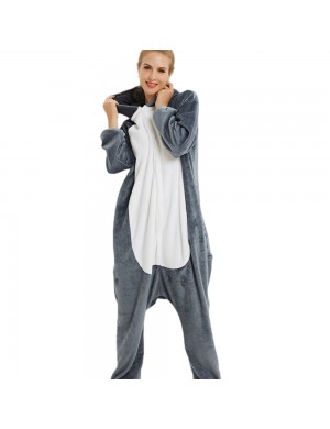Nouveau pyjama une pièce en flanelle pour hommes et femmes, vêtements d'intérieur pour couples, husky, animaux de dessins animés