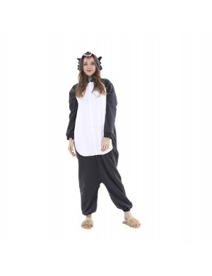Polaire à capuche à manches longues loup animal dessin animé une pièce pyjama Home couple show suit en stock
