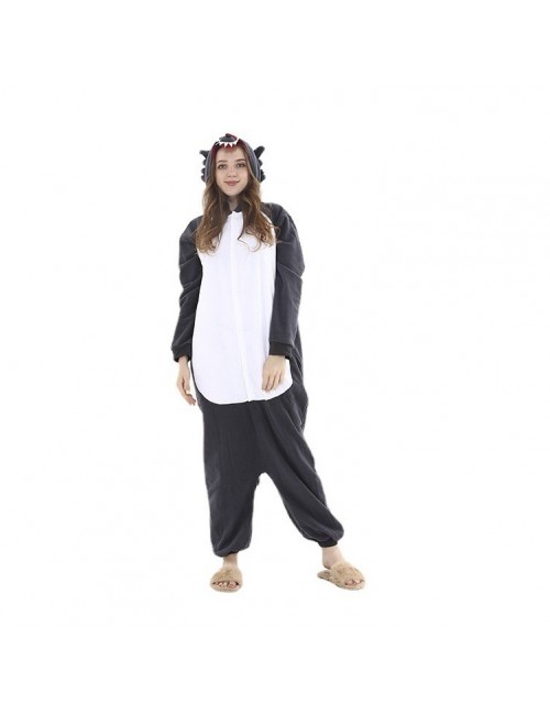 Polaire à capuche à manches longues loup animal dessin animé une pièce pyjama Home couple show suit en stock