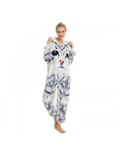 Sources transfrontalières flanelle animal de dessin animé pyjama une pièce chat 3D vêtement de scène