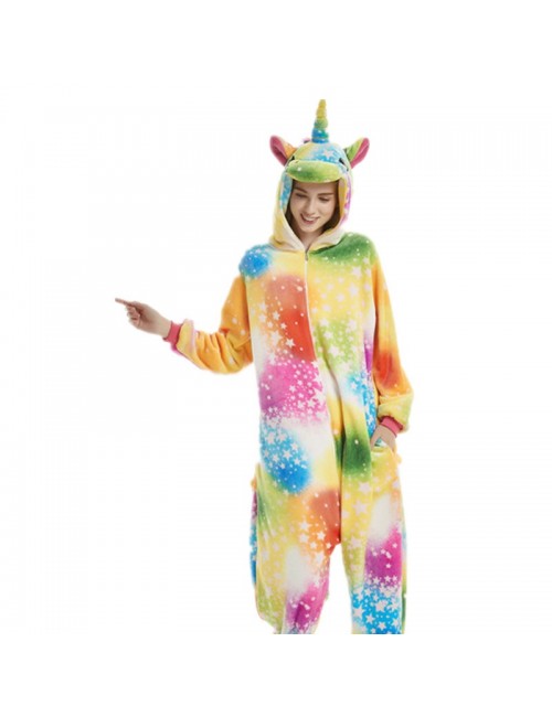 Colour Star Pegasus flanelle cartoon one-piece pyjamas Couple cute homewear