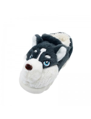 Chaussons en coton husky de dessin animé Chaussons en coton pelucheux pour la maison