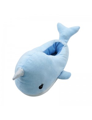 Pantoufles en peluche en coton jouets mignons tête de baleine de dessin animé