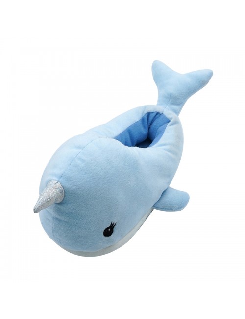 Pantoufles en peluche en coton jouets mignons tête de baleine de dessin animé