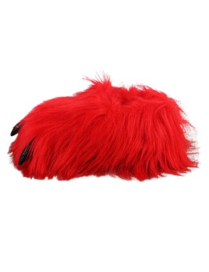 Pantoufles rouges en coton à poils longs