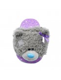 Pantofole Orso Grigio con Fiocco Viola