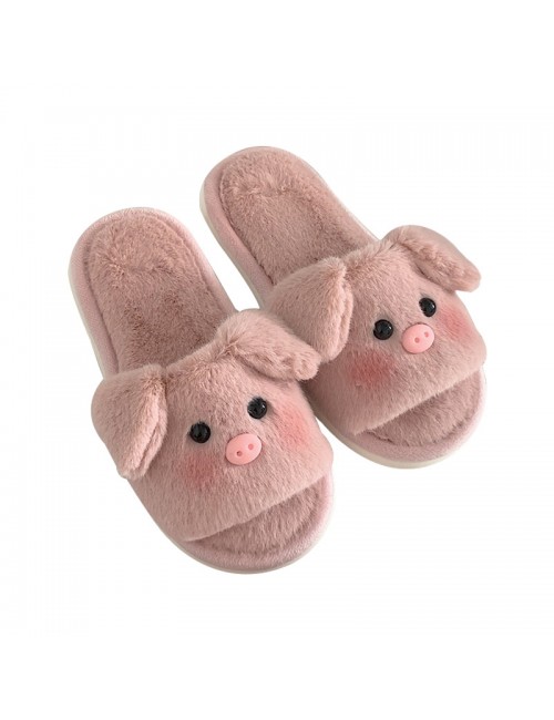 Dessin animé mignon petit cochon chaussures en fourrure