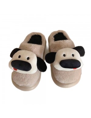 Mignon chien tridimensionnel pantoufles chaudes en coton