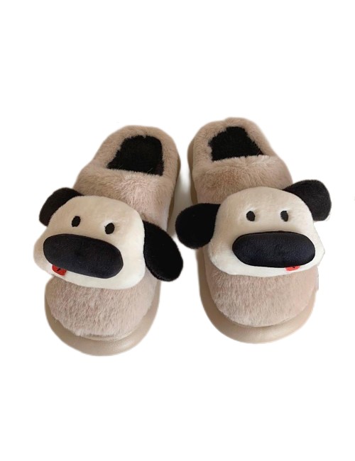 Mignon chien tridimensionnel pantoufles chaudes en coton
