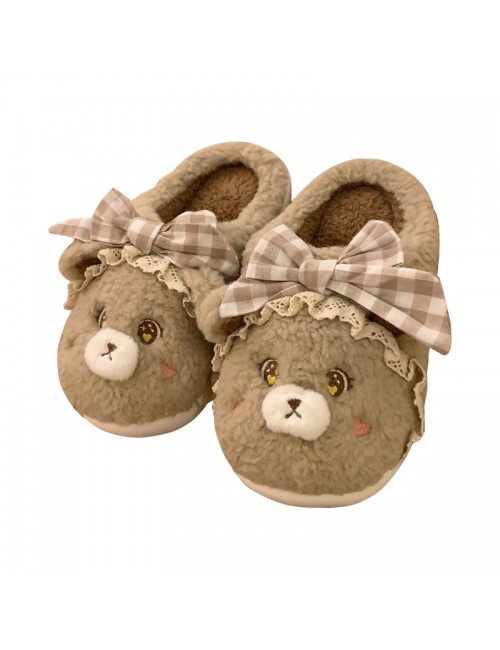 Chaussons en coton avec ours en peluche