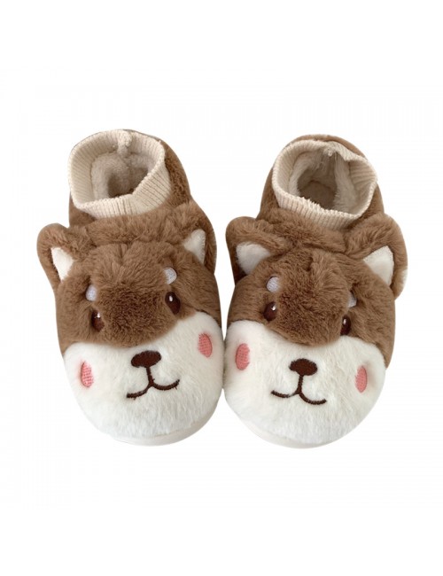 Chaussons en coton pelucheux Shiba Inu mignon