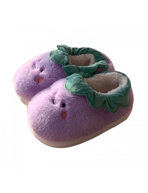 Chaussons en coton aubergine