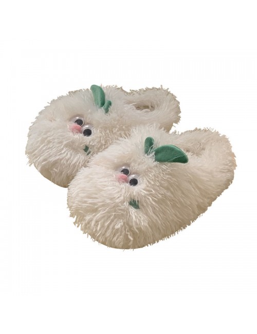 Mignons petits chaussons en coton pelucheux orange