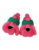 Roze Hond Pantoffels met Groene Hoofdband