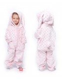 Barnoverall kanin-pyjamas silverprickig