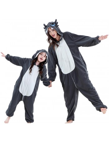 Pyjama intégral dragon noir