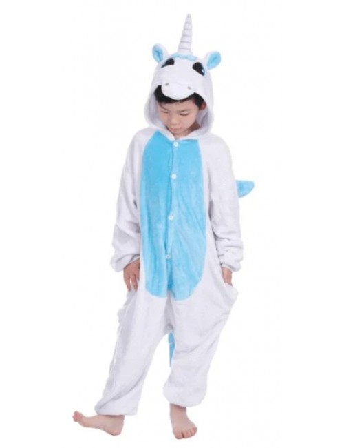 Blå Enhörning Pyjamas Jumpsuit Barn